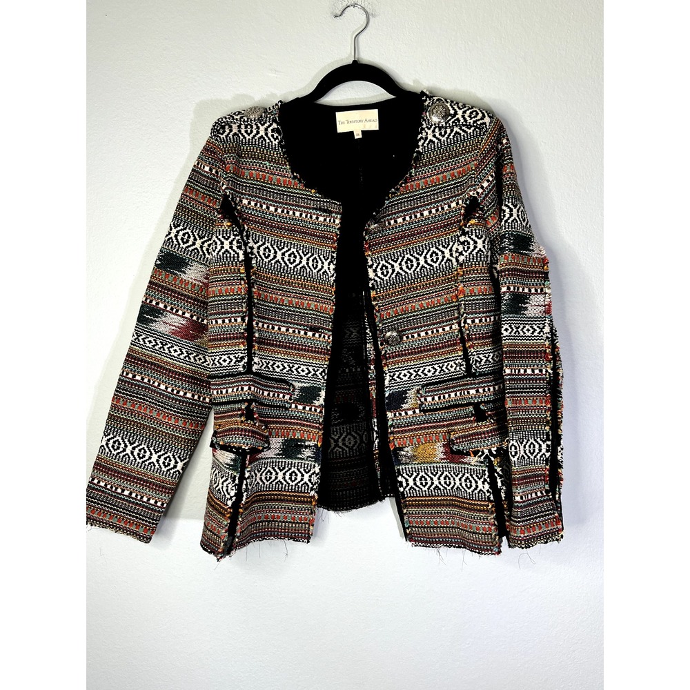 The Territory Ahead Womens XL‎ Jacket Blazer Woven Tapestry Aztec Southwestern